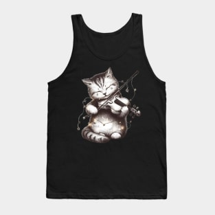 Cat playing a violin Tank Top